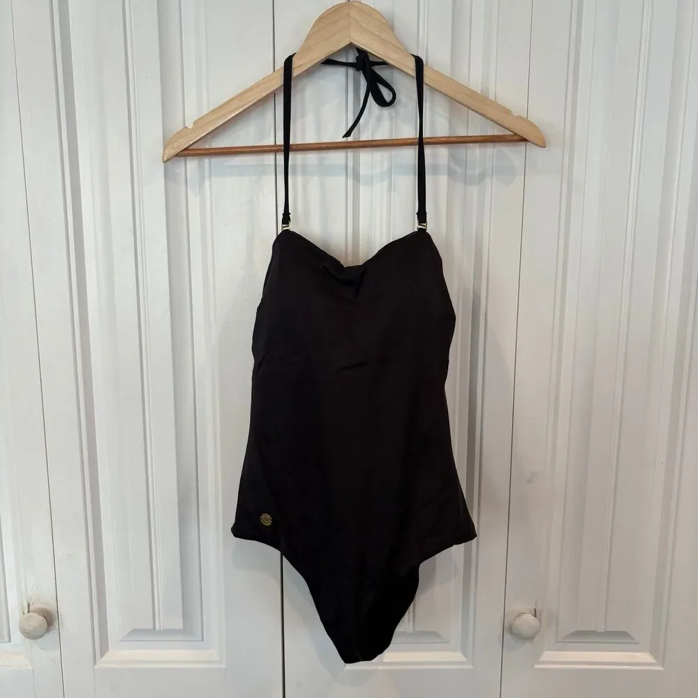 Leonisa‎ Black Macrame Detail Back One Piece Swimsuit Size XS